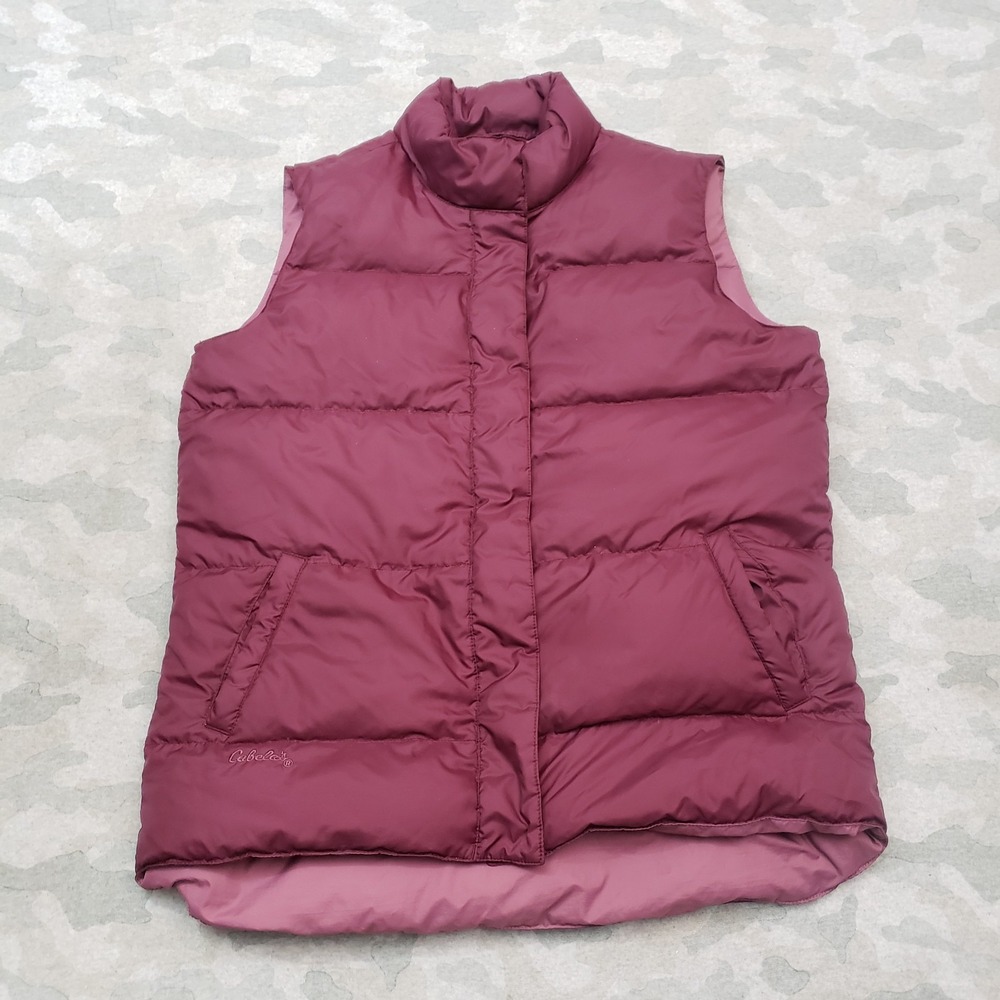 Cabela's Puffer Vest Women Medium Purple Goose Down Full Zip Sleeveless Outdoors